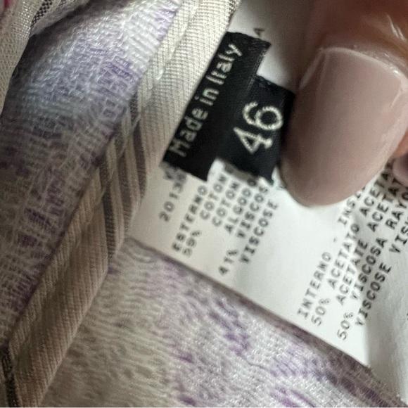 Etro Watercolor Floral Jacquard Single Breasted Blazer White Purple IT 46 US 10 - Picture 8 of 11